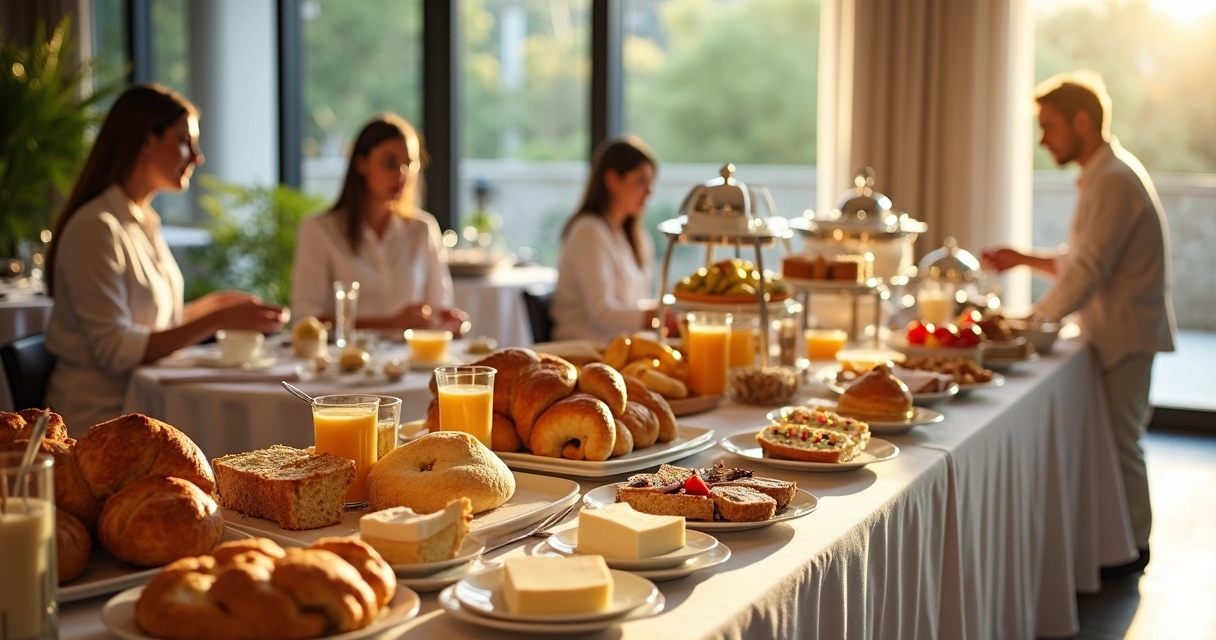 Buffet de café da manhã em um hotel sofisticado 